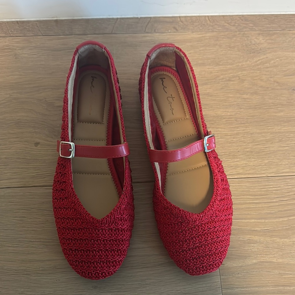 Red Mary Jane Crochet Flats - Unbranded
